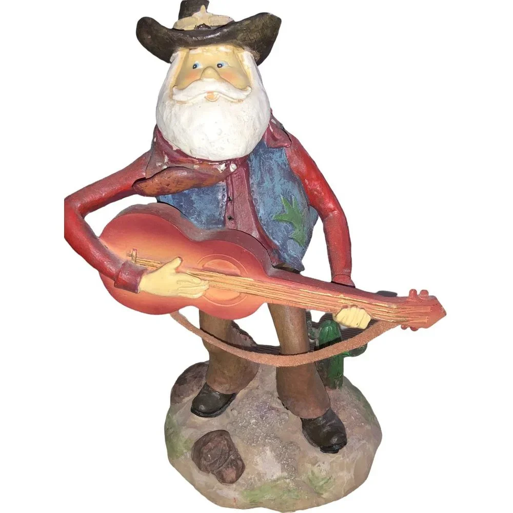 Cowboy Santa playing Guitar Figurine - Picture 3 of 8
